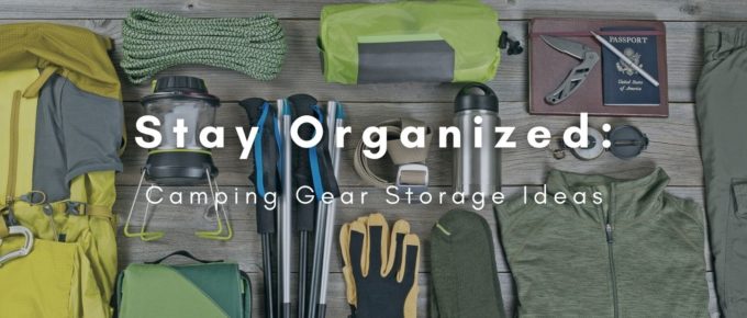 Camping gear properly organized in table