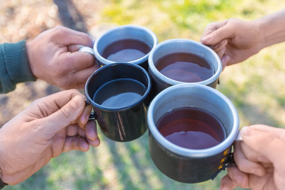 Four friends having their tea