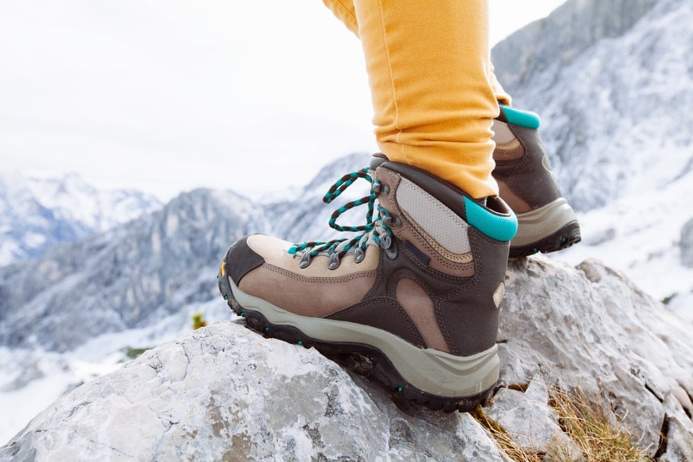 Hiking boots wore by hiker