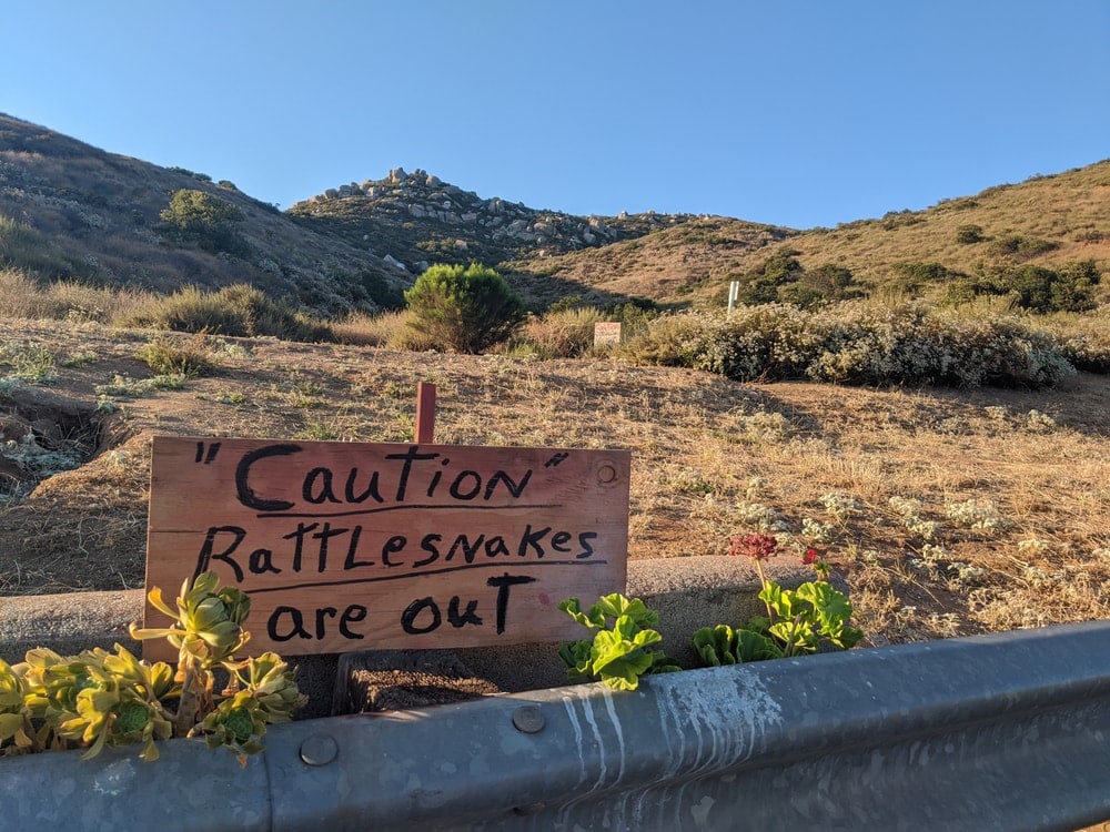 Rattlesnake warning signage in a remote park