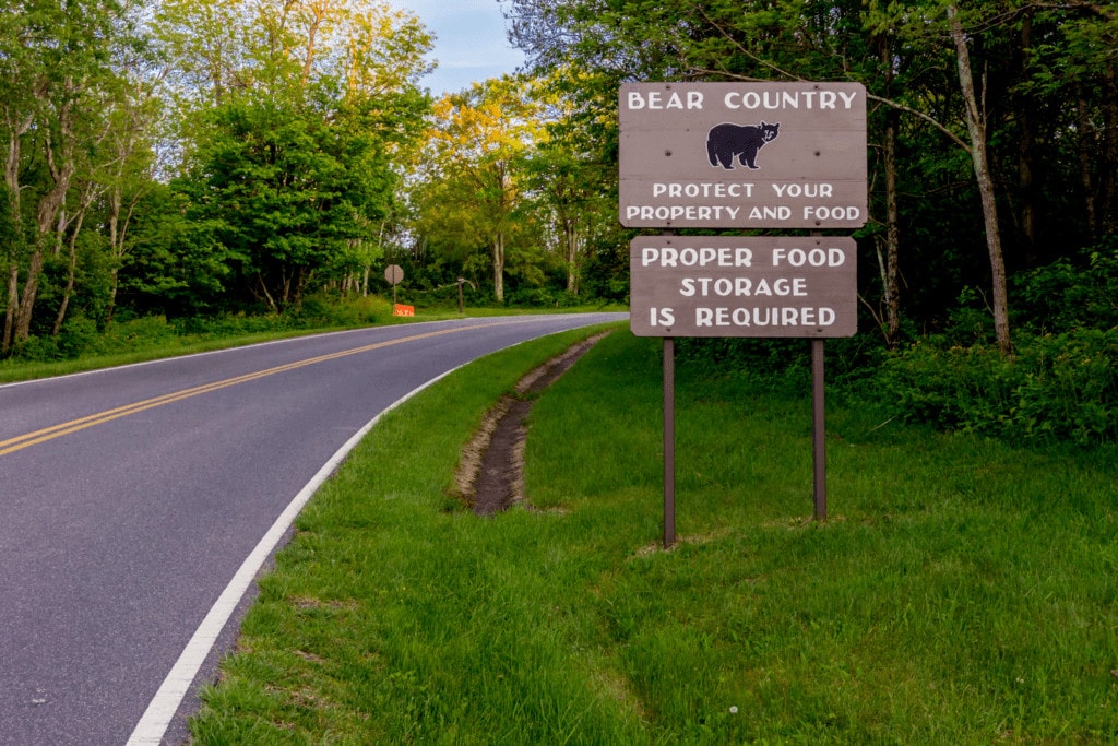 Bear country warning for food security signage
