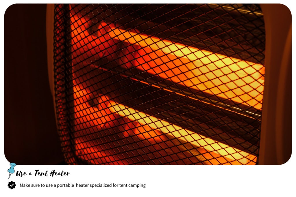 Close up photo of a tent heater