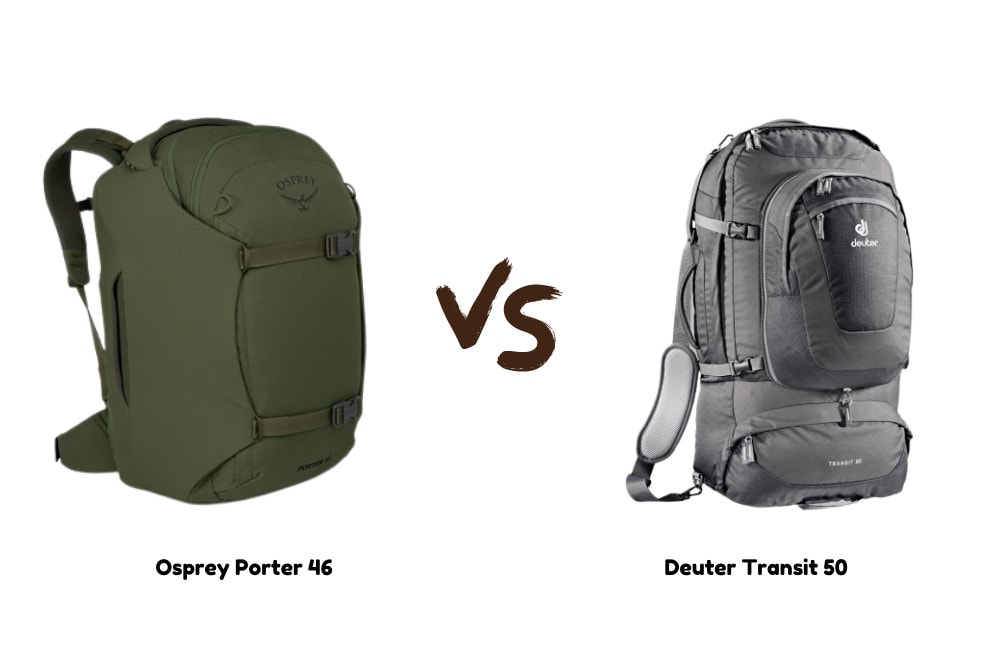 deuter vs osprey travel backpacks  comparison osprey porter 46 and deuter transit 50
