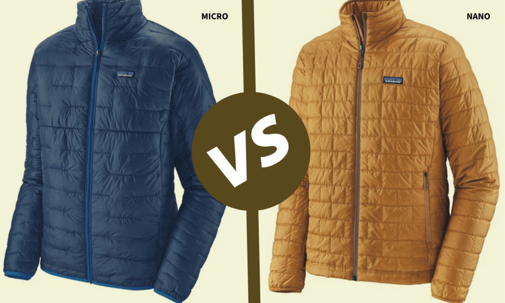 A photo comparing nano puff vs micro puff jackets