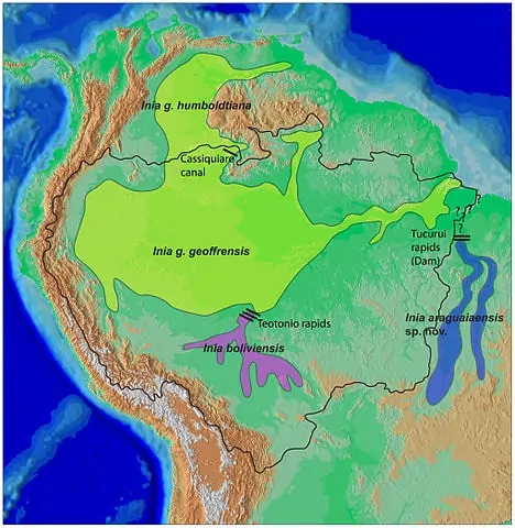  distribusjonskart over araguaiske elvedelfiner
