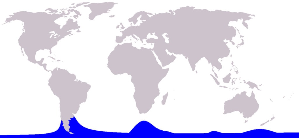distribution map of hourglass dolphins