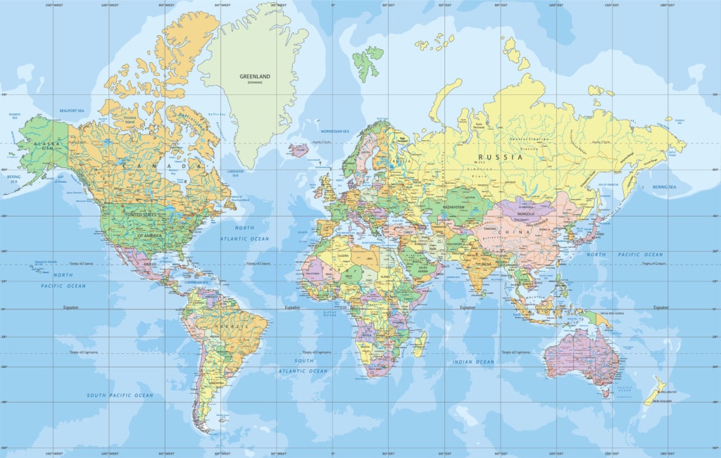 modern photo of world map