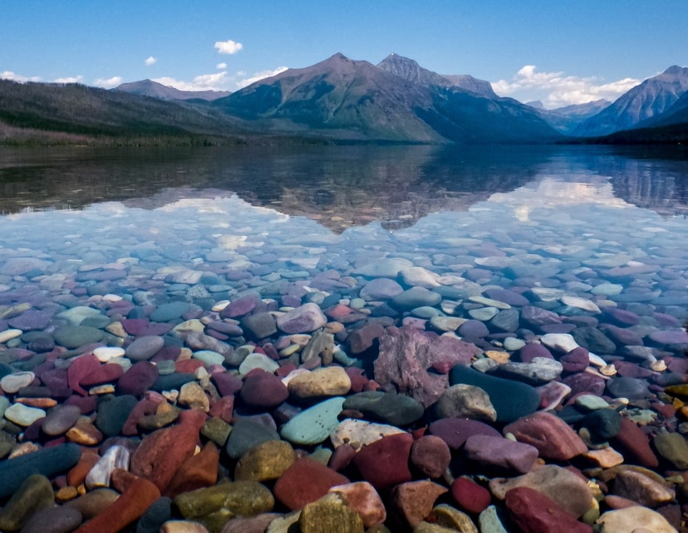 colorful rocks of Lake McDonald's beach in Glacier National park