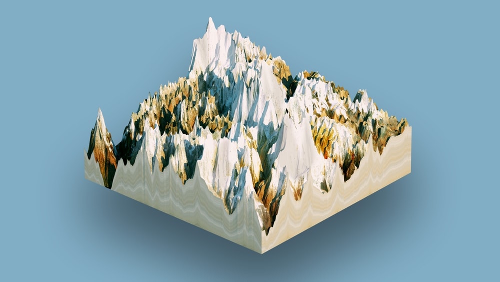 Three-dimensional (3D) relief map a terrain