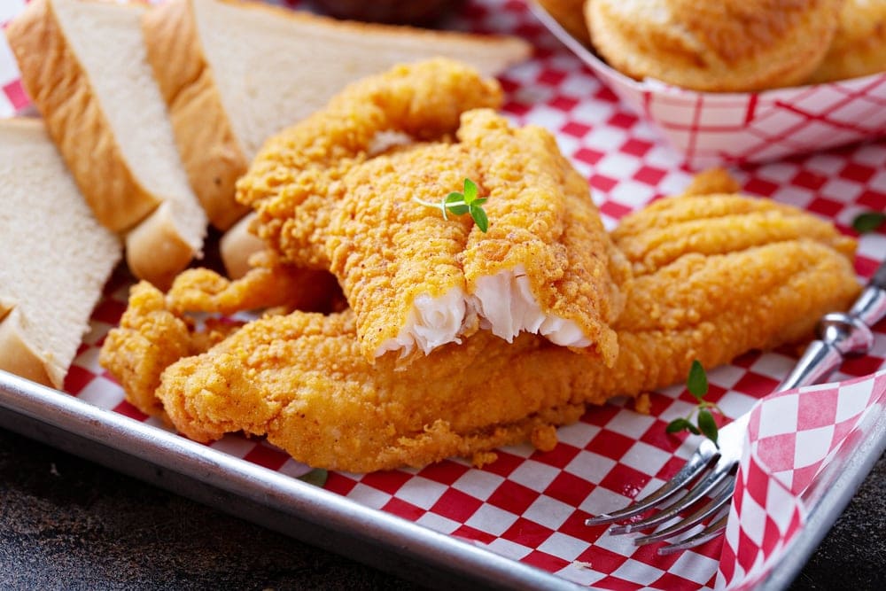 Fried catfish served in a plate