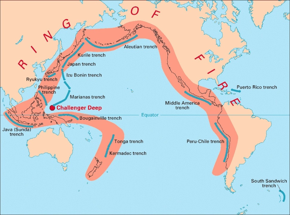 Map of Pacific Ring of Fire