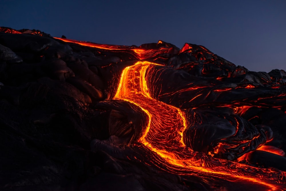 Lava flowing down the cliff