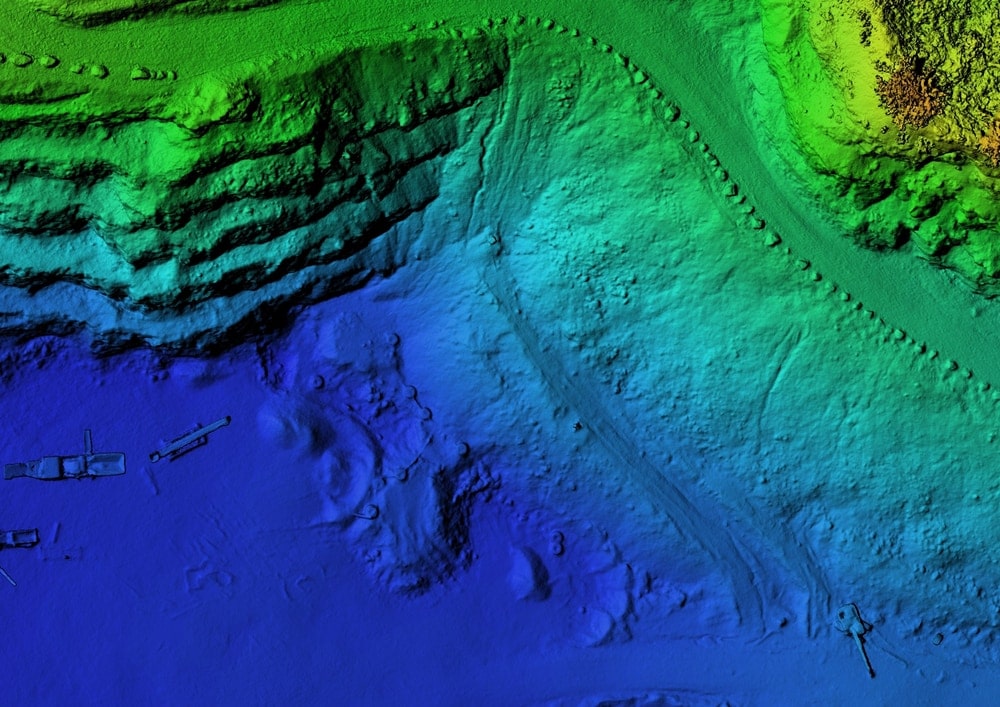 Digital Elevation Model (DEM) processed from an aerial picture of a terrain