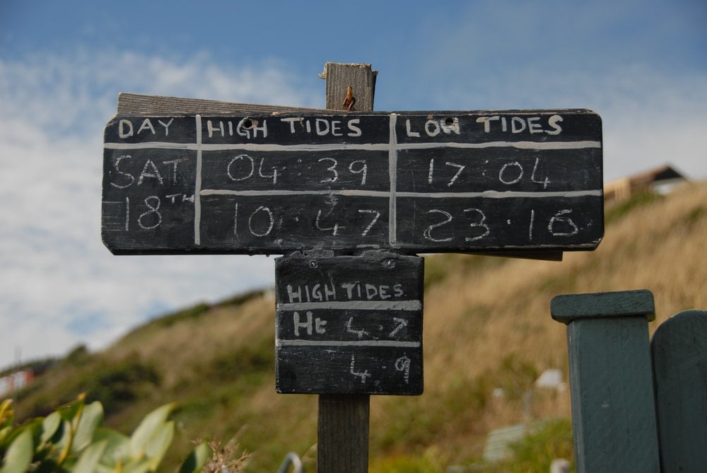 Image of a tide times sign