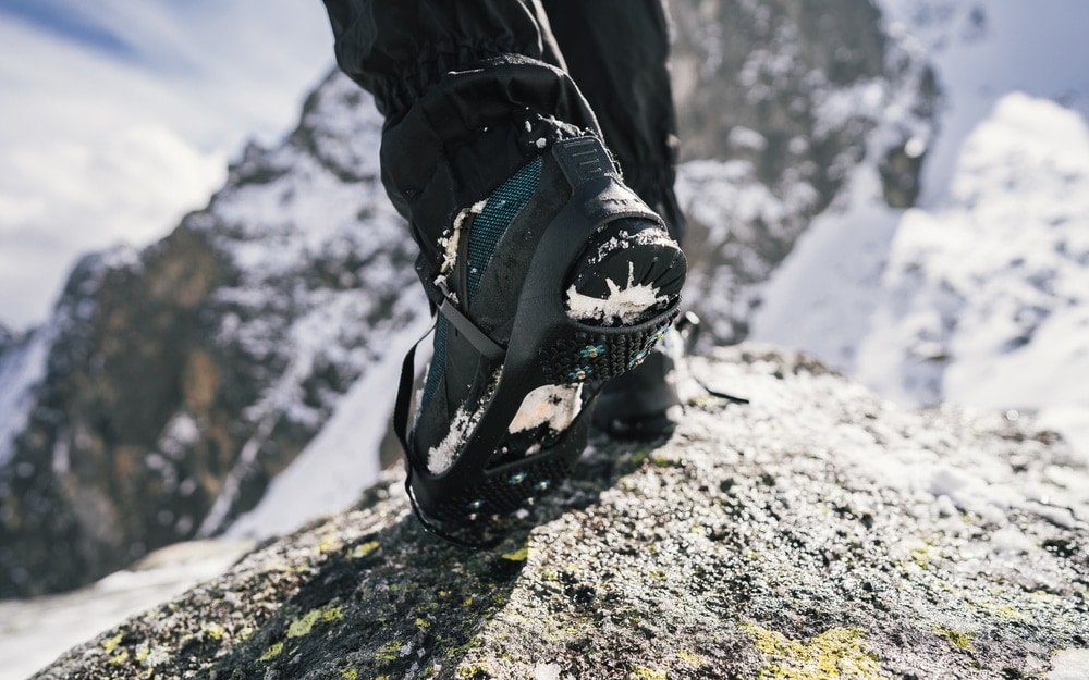 Close up photo of shoes for hiking in cold weather