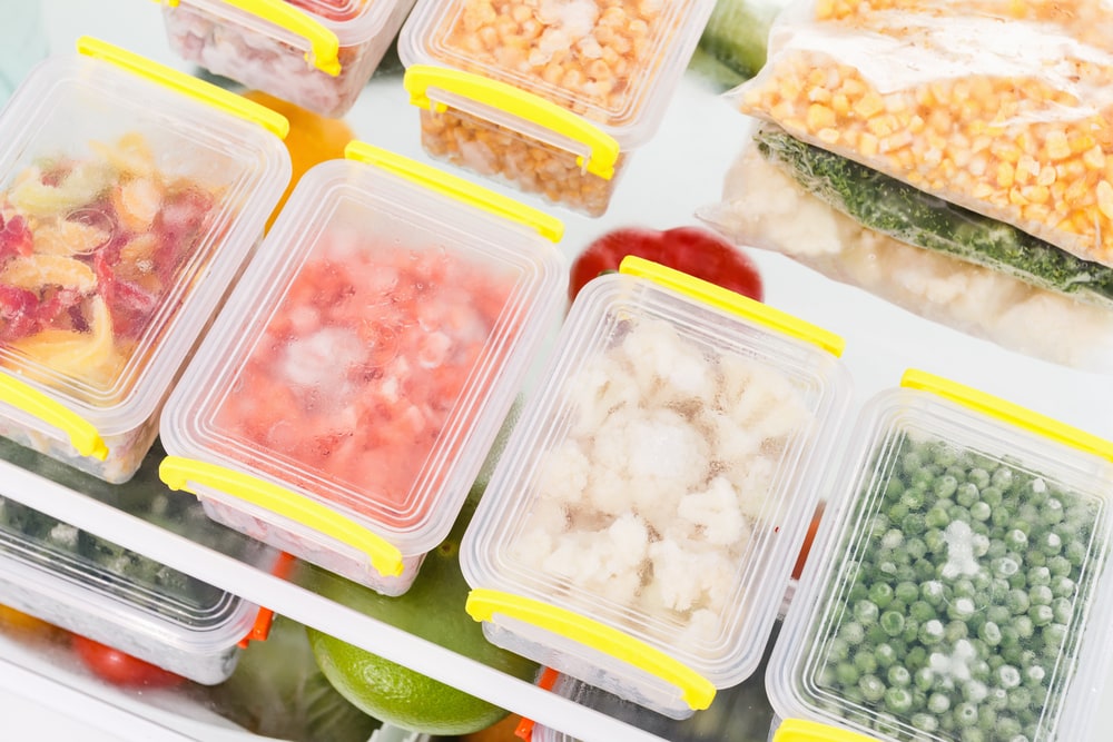 Frozen food packed in a tupperware 