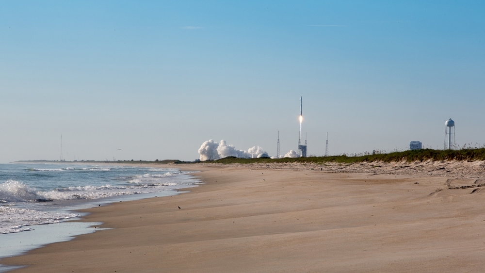 Image of a view of rocket launch from Playalinda beach in Canaveral National Seashore
