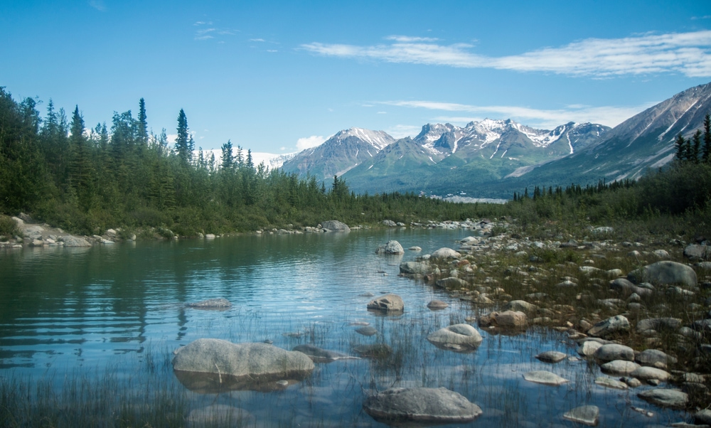 scenic view of Wrangell-St. Elias National Park in Alaska, the largest national park in the United States.