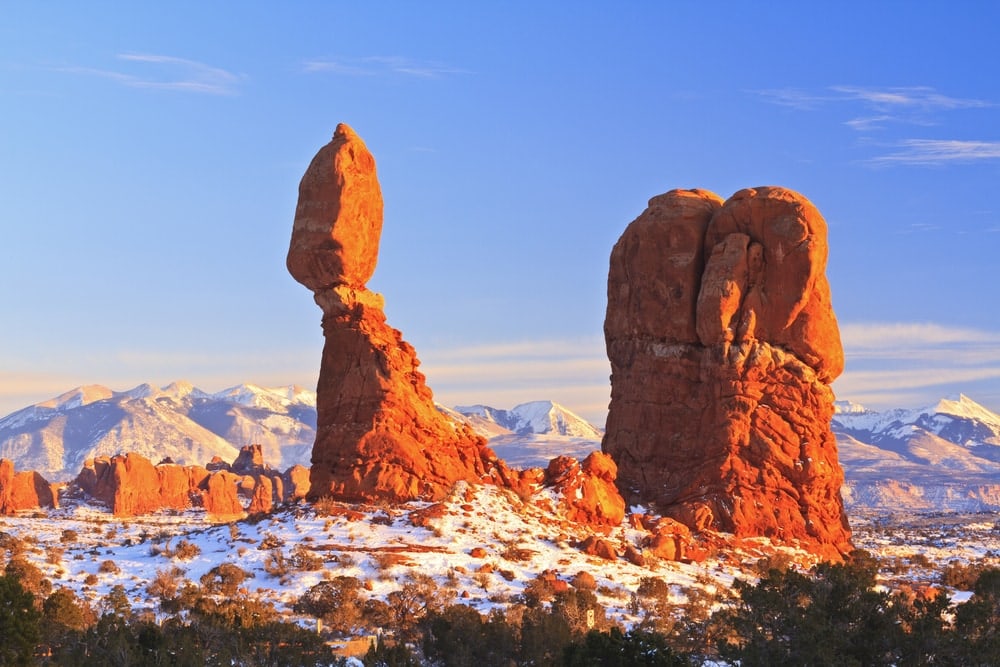The balanced rock in Arches National Park  in the US