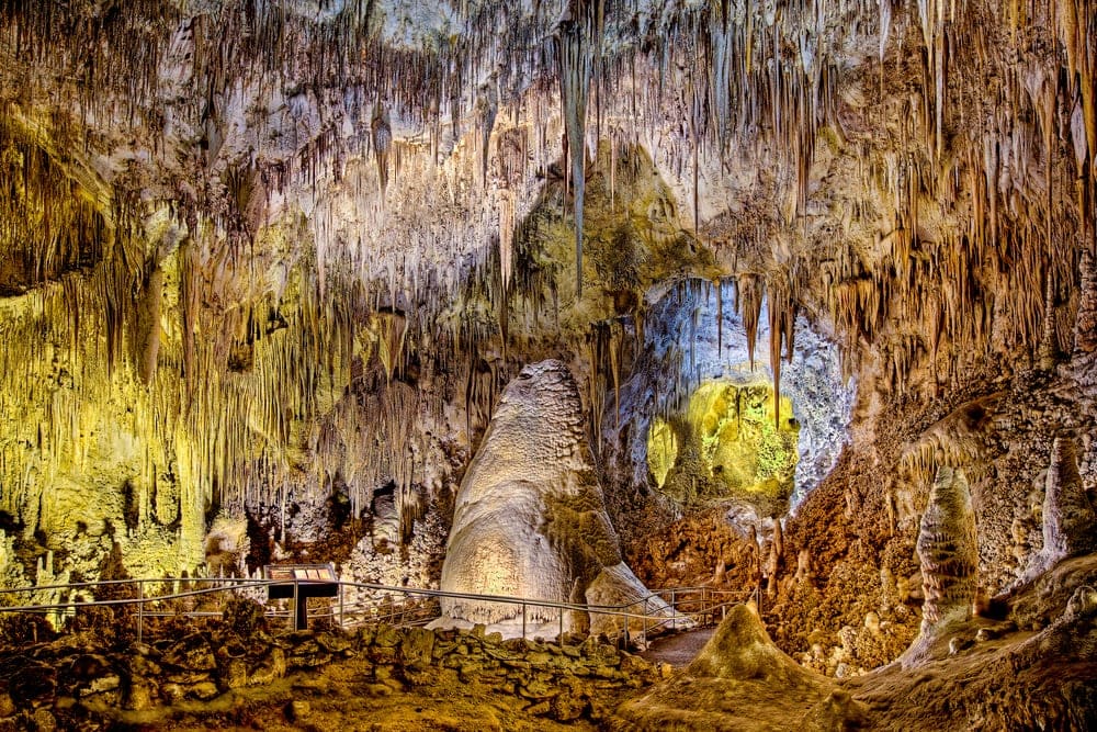 Stalagmites in Crystal Spring Dome, Carlsbad Caverns National Park in New Mexico