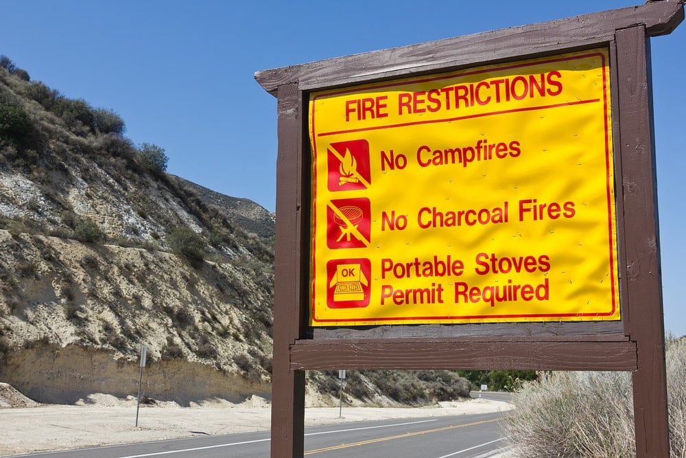 Fire restriction board on a campsite