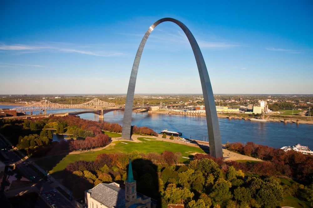 The smallest of all the  US National Parks, the Gateway Arch in ST. Loius, Missouri