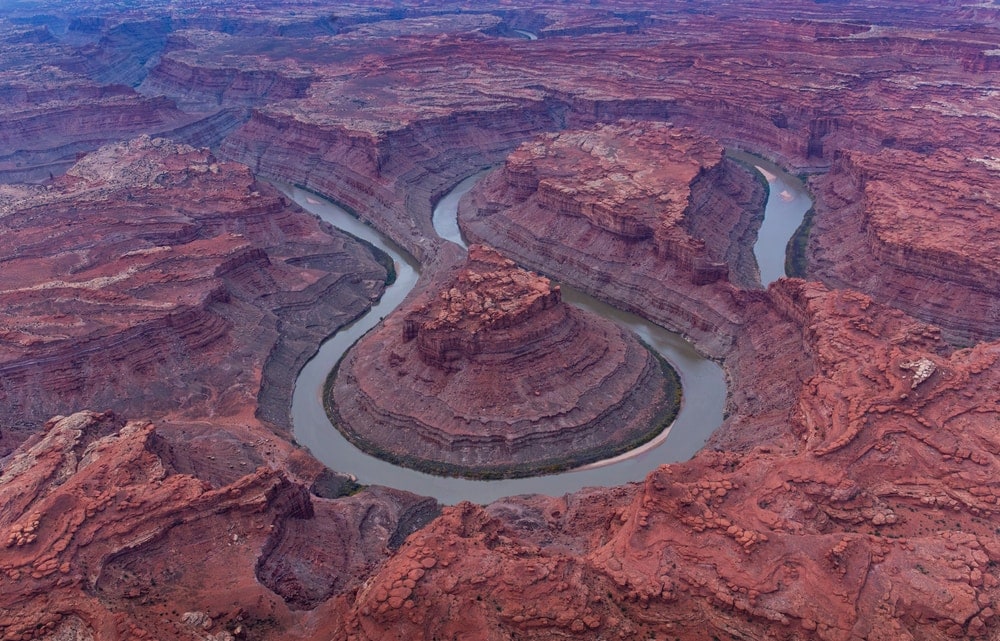 Aerial view of the Colorado River at Canyonlands National Park
