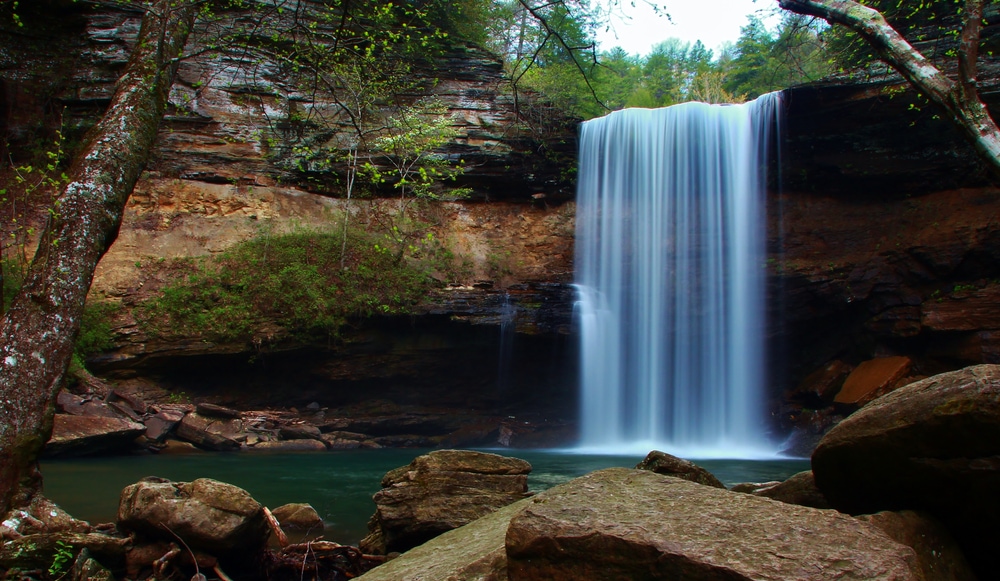 A must Tennessee Waterfalls, silky water falling from the Greeter Falls South Cumberland State Park