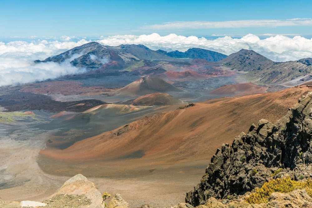 sea of clouds at the view of Haleakalā National Park in Hawaii