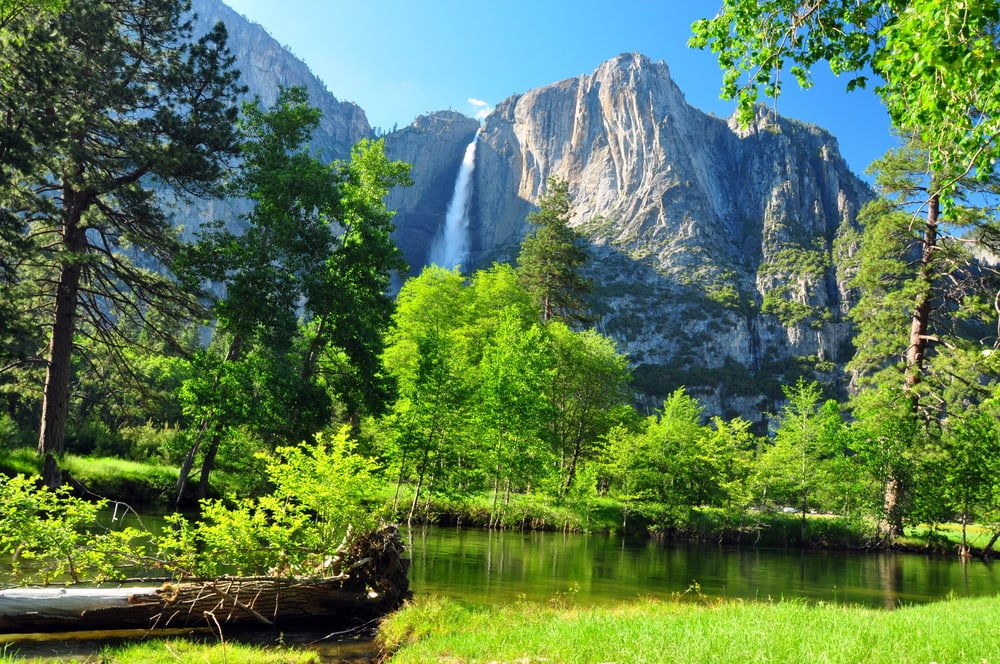 The Upper Yosemite Falls in Yosemite National Park, one of considered one of the crown jewels of the US National Park System or NPS