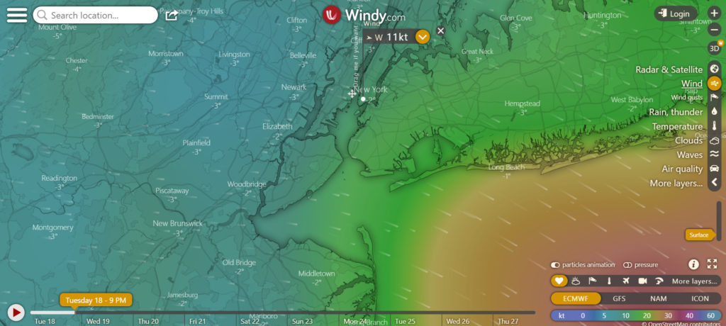 image from the website of windy.com, a real-time weather charts and maps