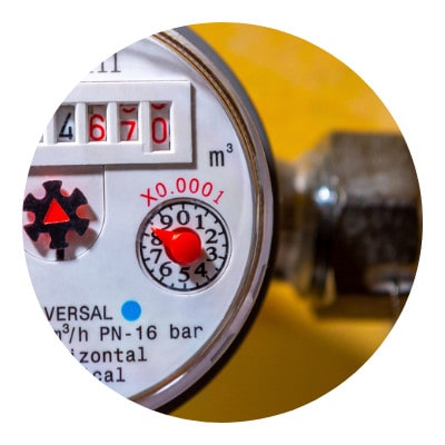 Water meter in yellow background