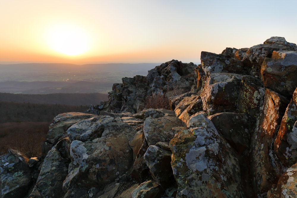 Stony man summit in Virginia during sunset