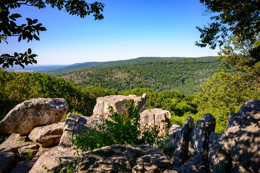 Top view of Catoctin mountain in Virginia