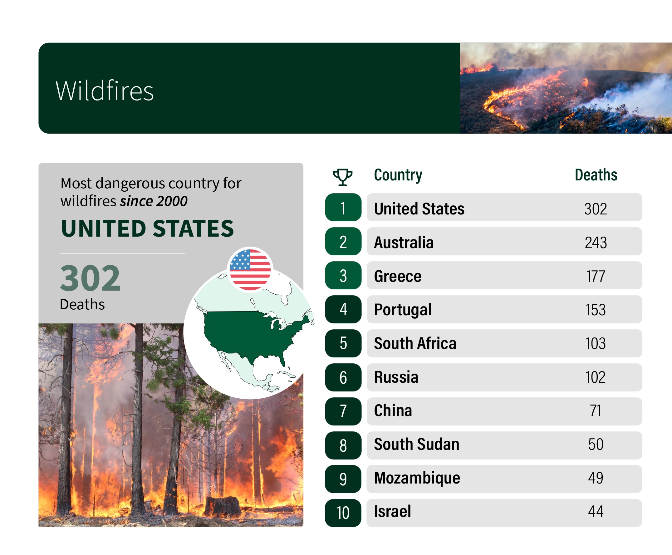 Nature's dangers wildfires infographics