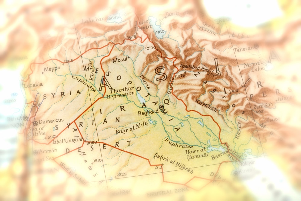 Focused shot of the map of Mesopotamia 