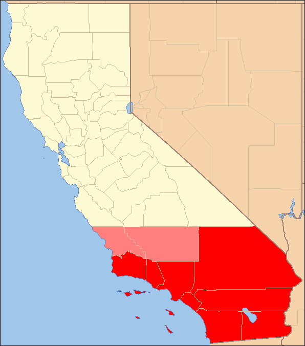 Map of the southern part of California
