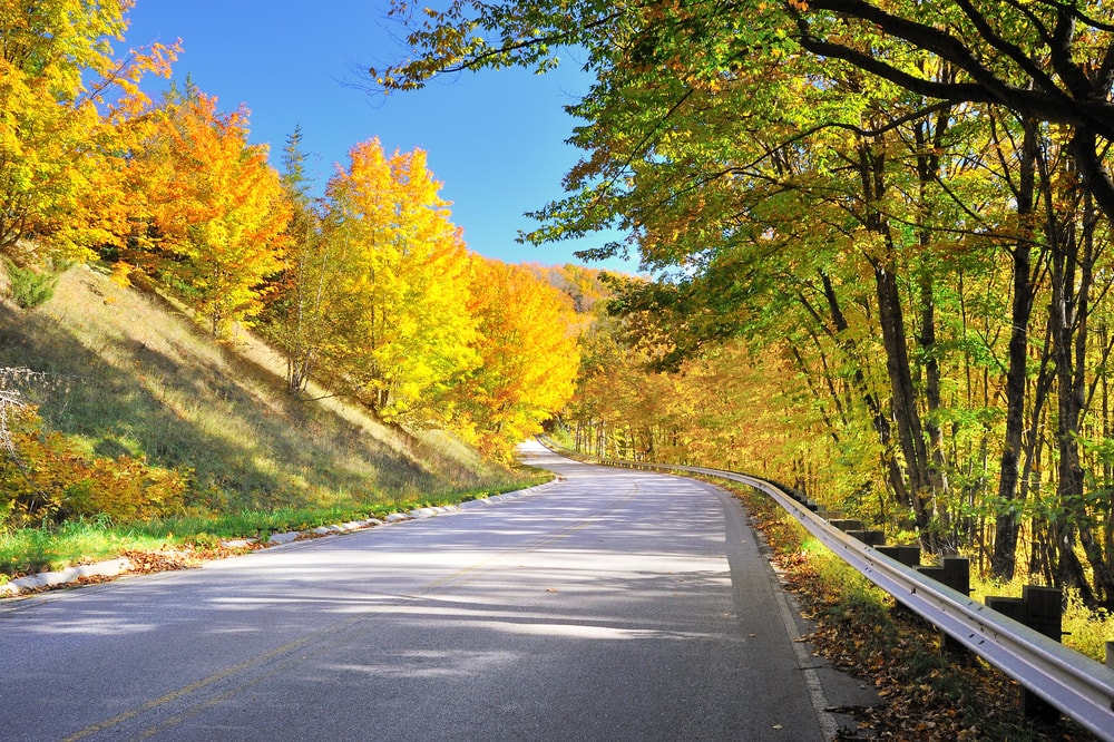 Autumn Color tour driving through Pictured Rocks National Lake shore, Michigan