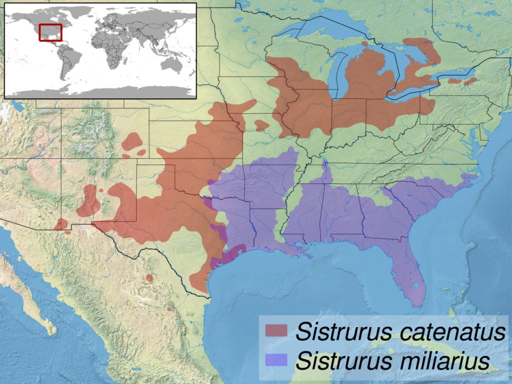 range map of the massasauga rattlesnake