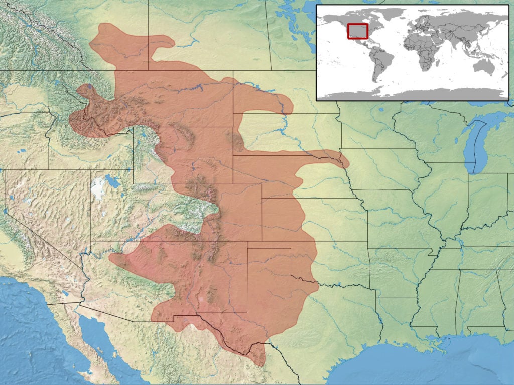 range map of prairie rattlesnake
