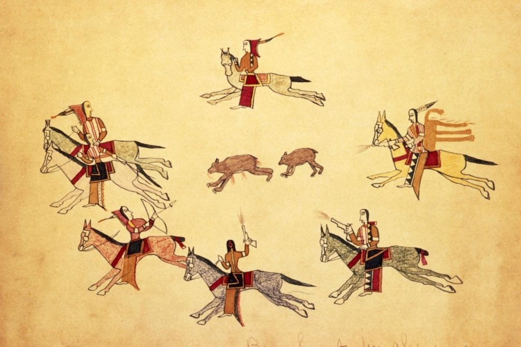 a Native American depicting bear hunting