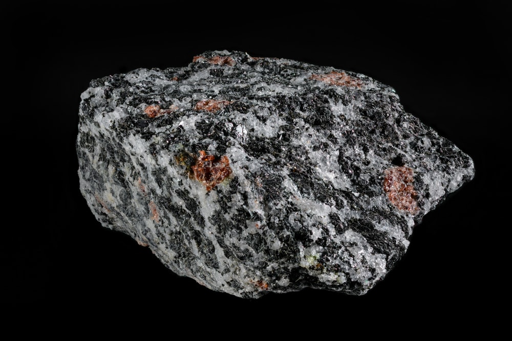 Amphibolite, Metamorphic Rocks example, on black background