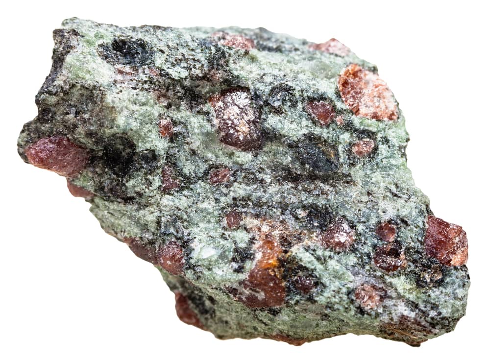 Eclogite, Metamorphic Rocks example, on white background