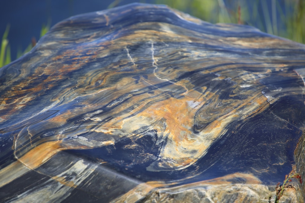 Close up photo of Mylonite, Metamorphic Rocks example