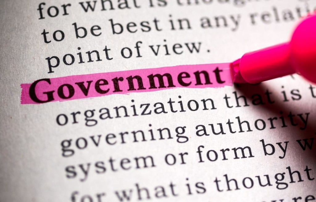 the word government highlighted on a sentence