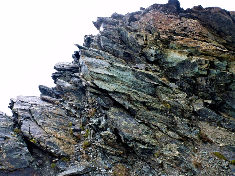 Mountain of schist rock formed