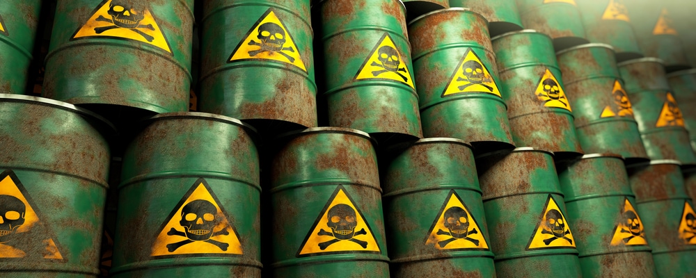 3D image of toxic barrels