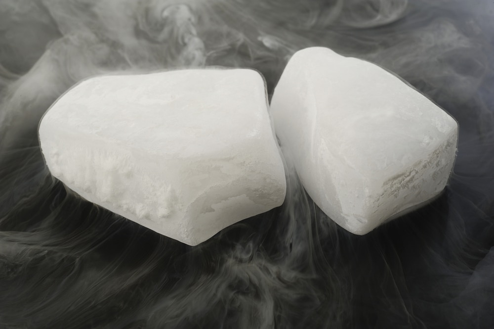 Close up shot of dry ice in black background
