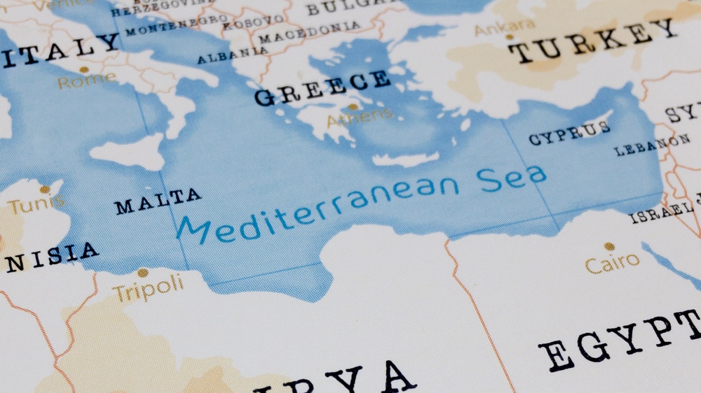 image of Mediterranean Sea on the map