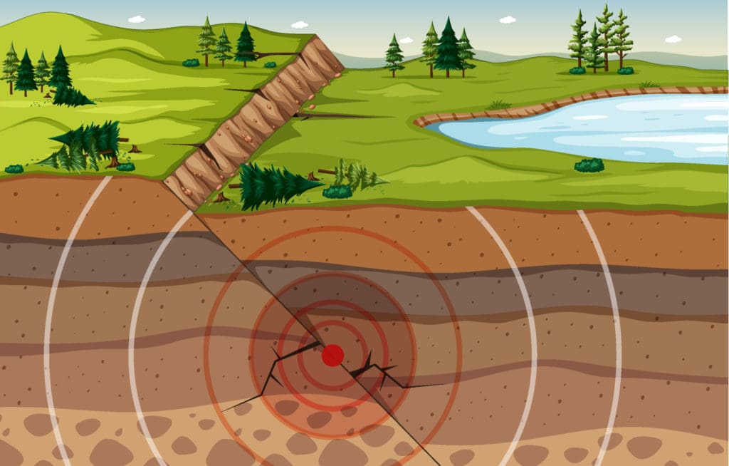 illustration of soil and land subsidence in nature